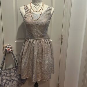 HAILEY LOGAN BY ADRIENNA PAPPEL silver metallic  Cocktail Dress S NWOT